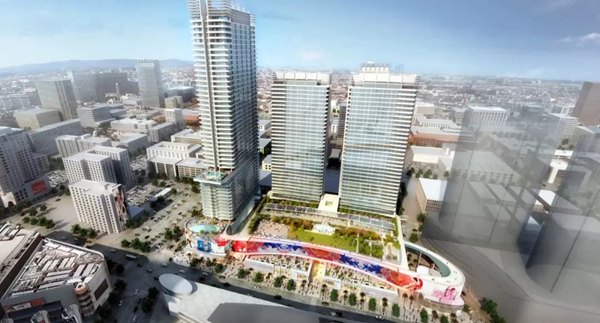 三思3500平方(fang)米(mi)戶外LED屏(ping)在(zai)美(mei)國(guo)西(xi)岸再造一(yi)箇(ge)“時(shi)